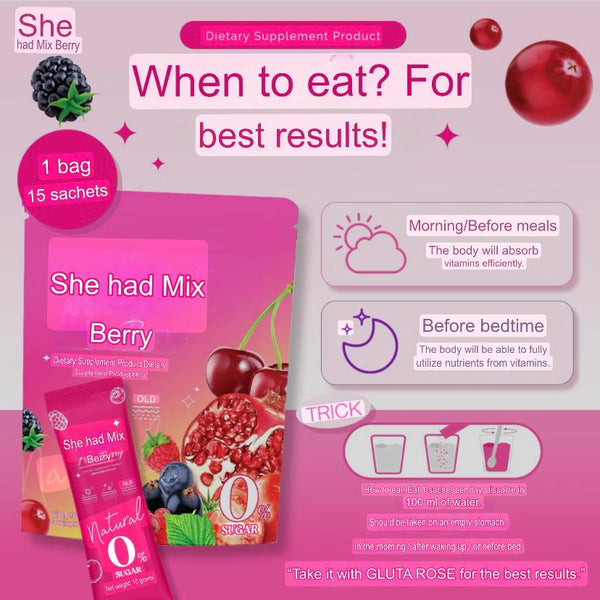 Mela Mix Berry Vitamin Drink Sachets 6,000mg Acerola Cherry Acai Extract