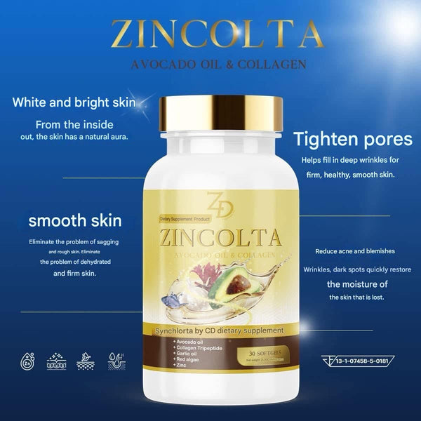 Zincolta Collagen Zinc Supports Skin Hair Anti Aging Supplement