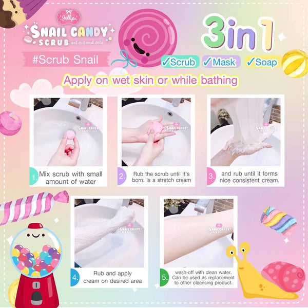 Jellys Snail Candy Scrub 2 in 1 Exfoliating Spa Mask Soap