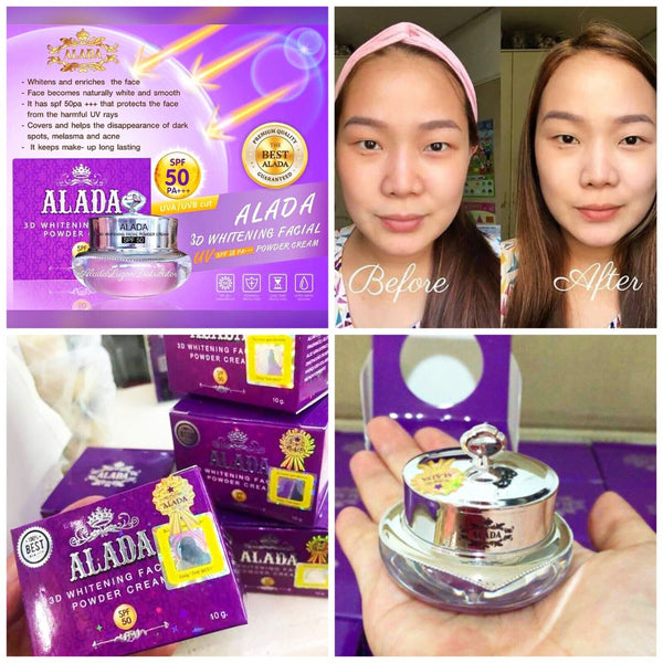Alada 3D Whitening Face Powder Cream SPF50 PA+++ Bright Skin & Dark Spot Coverage