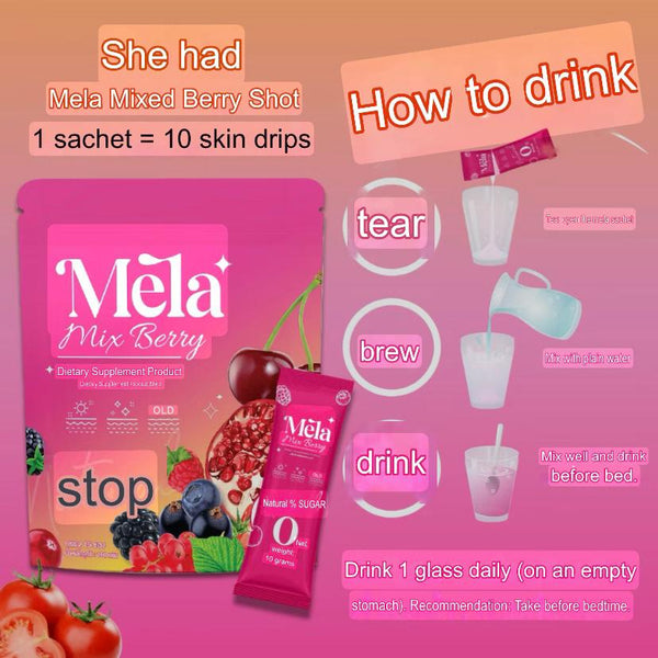 Mela Mix Berry Vitamin Drink Sachets 6,000mg Acerola Cherry Acai Extract