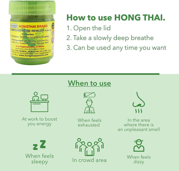 Hong Thai Herbal Inhaler Nasal Menthol Relief Herb Original Wholesale Thailand