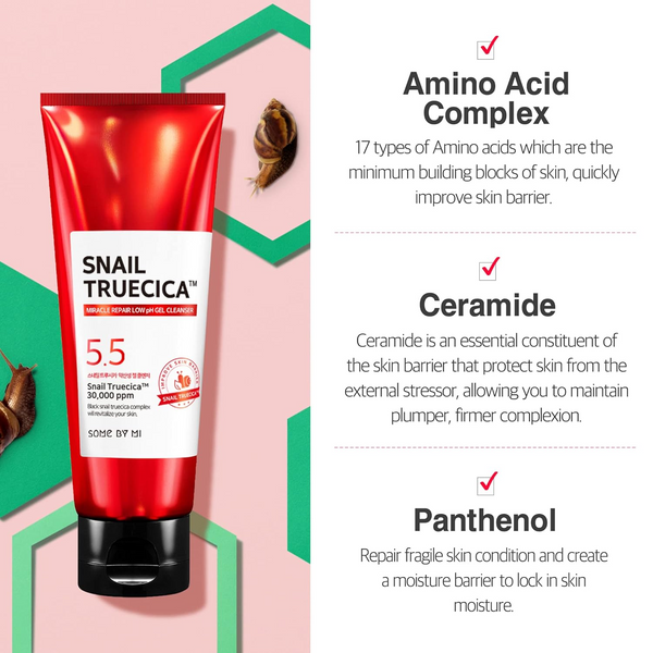 SOME BY MI Snail Truecica معجزة إصلاح منظف جل منخفض الحموضة 100 مل