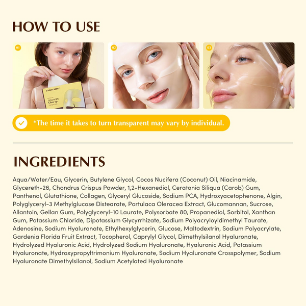 EQQUALBERRY Collagen Glow Up Mask 30g x 4 Sheets