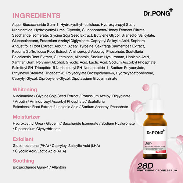 Dr. Pong 28D Whitening Drone Serum Niacinamide Brightening Face