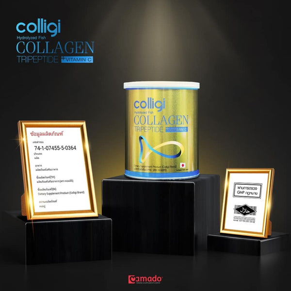 Amado Gold Collagen Powder Ceramide Fish Tripeptide Vitamin C Drink Refill Pack