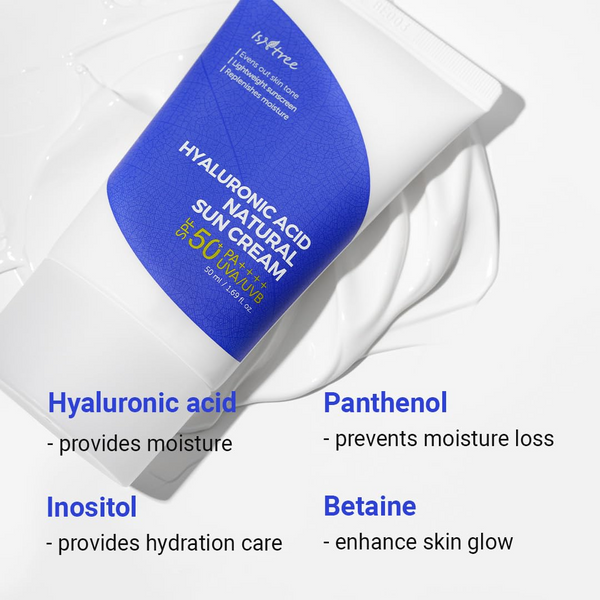 كريم واقي الشمس الطبيعي بحمض الهيالورونيك من إيزنتري SPF50 PA++++ 50 مل
