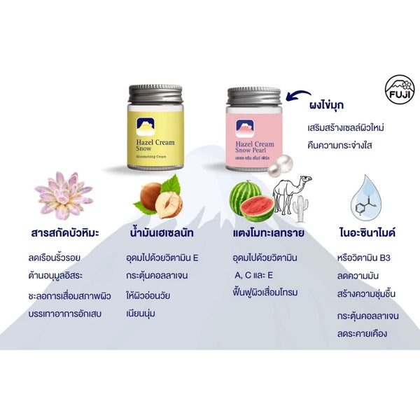 Fuji Hazel Cream Snow & Snow Pearl Moisturizing Face Cream Hydrating Brightening
