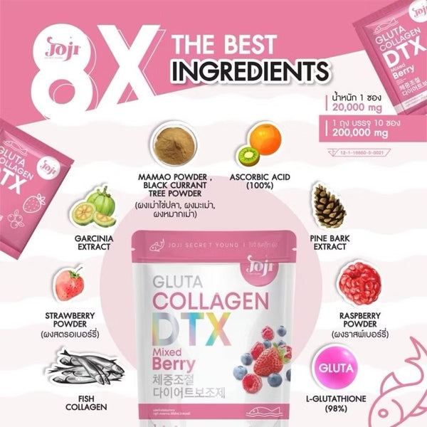 Joji Secret Young Gluta Collagen DTX Mixed Berry Fiber Drink Supplement Thailand
