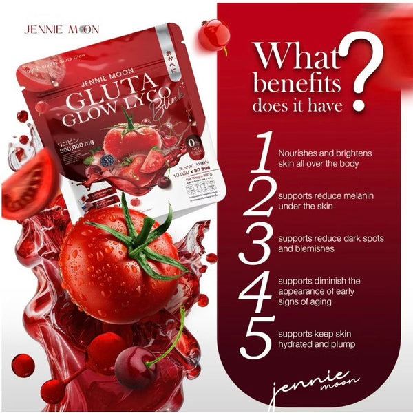 Jennie Moon Gluta Glow Lyco 300000mg Lycopene Glutathione Brightening Drink