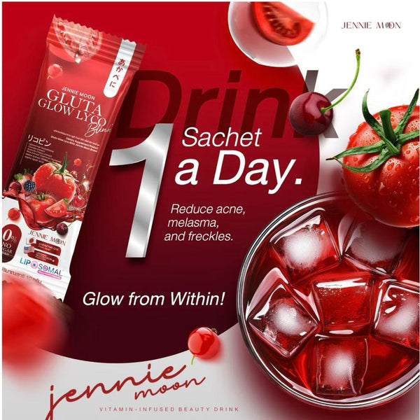 Jennie Moon Gluta Glow Lyco 300000mg Lycopene Glutathione Brightening Drink