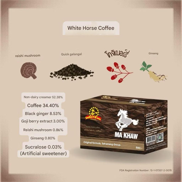 White Horse Ma Khaw Coffee Herbal Energy Coffee Blend Thailand