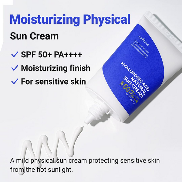 كريم واقي الشمس الطبيعي بحمض الهيالورونيك من إيزنتري SPF50 PA++++ 50 مل