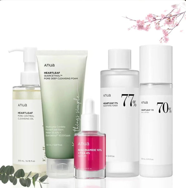 Anua All in 1 Glow Essentials - مجموعة العناية بالبشرة من 5 خطوات