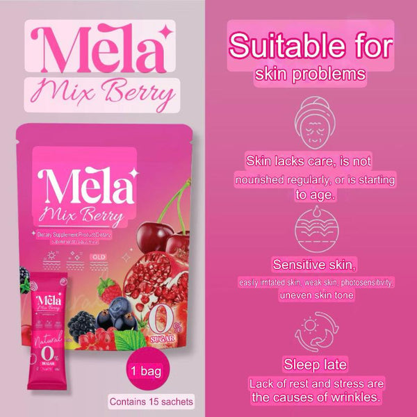 Mela Mix Berry Vitamin Drink Sachets 6,000mg Acerola Cherry Acai Extract