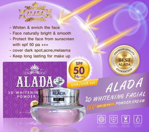 Alada 3D Whitening Face Powder Cream SPF50 PA+++ Bright Skin & Dark Spot Coverage