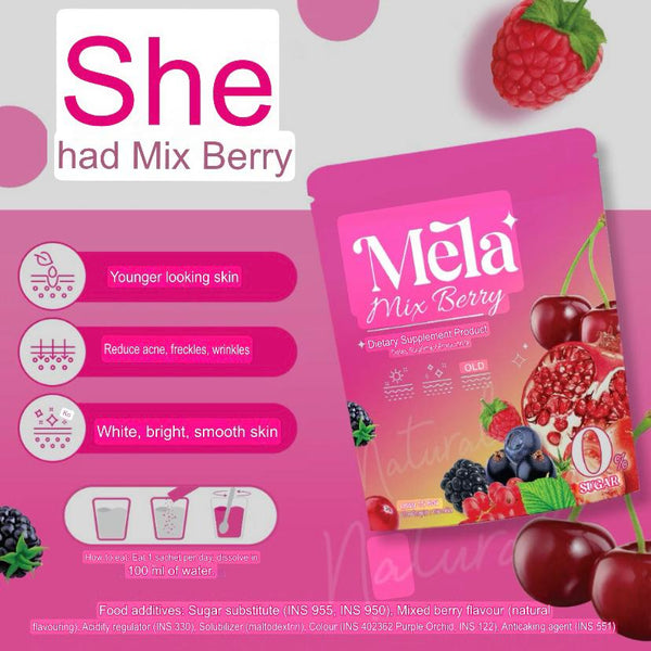 Mela Mix Berry Vitamin Drink Sachets 6,000mg Acerola Cherry Acai Extract