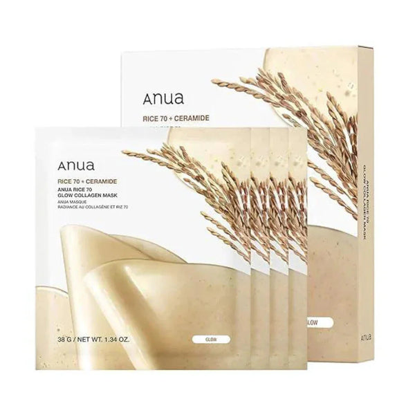 Anua Rice 70+ Ceramide Glow Collagen Mask (38g x 4 Packs)