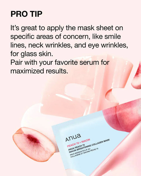 Anua Peach 70+ Niacin Brightening Collagen Mask (38g x 4 Packs)