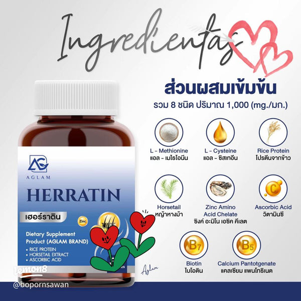 Aglam Herratin Capsule Thailand Hair Care Support Supplement