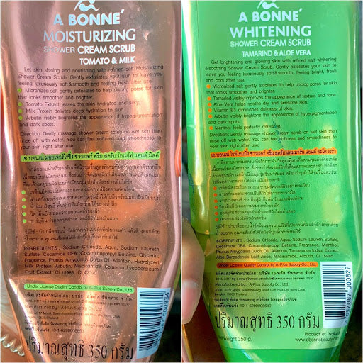 A BONNE’ Moisturizing & Whitening Shower Cream Scrub Set Tomato & Milk Tamarind & Aloe Vera